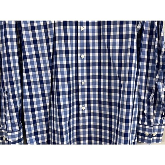 Boss Plaid Shirt 18 Blue Slim Fit Preppy Checks Workwear Coastal Resort Nautical - Picture 6 of 12